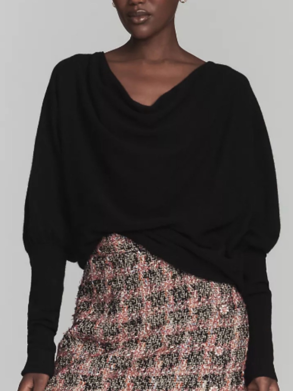 Mauve Black Cowl Neck Sweater